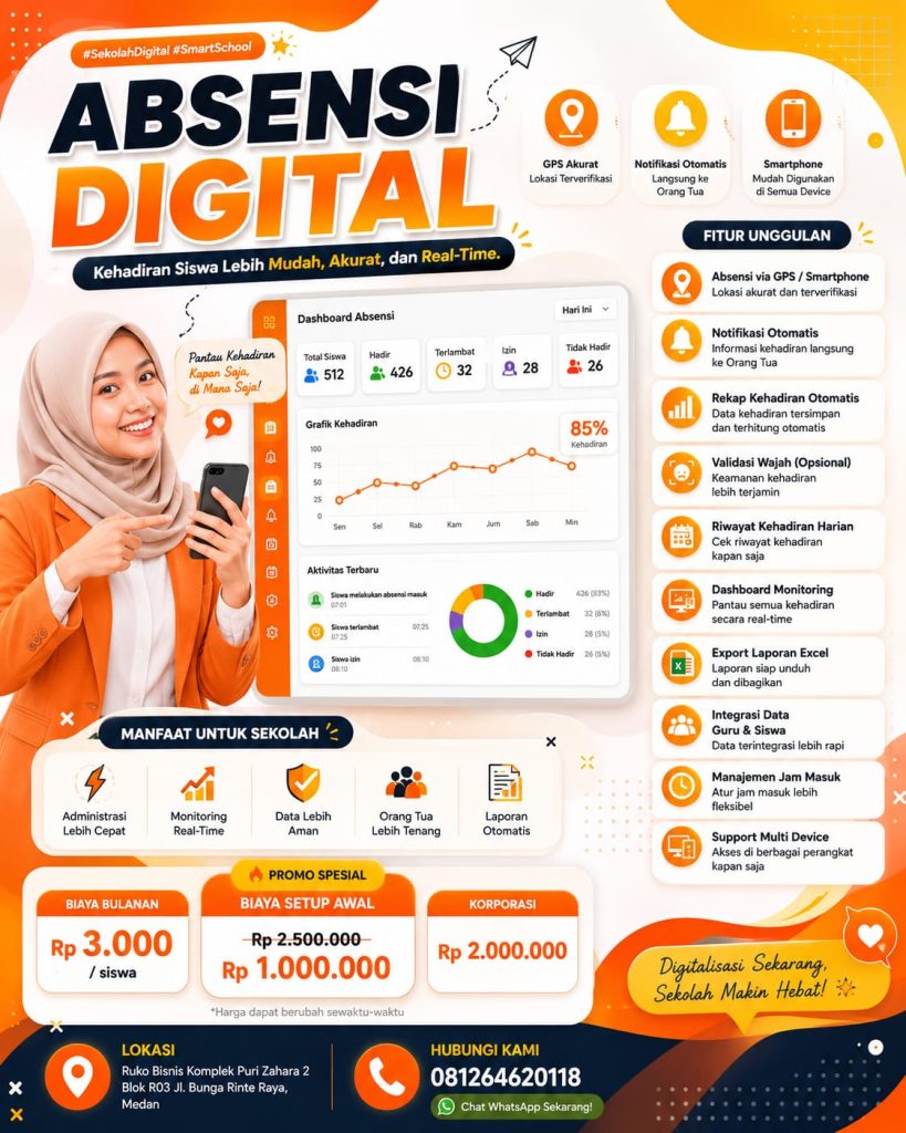 Jasa pembautan Website Sekolah, LMS Sekolah, Jasa Pembuatan Aplikasi Absensi Sekolah, Harga Website Sekolah, Biaya Pembuatan Aplikasi Absensi Online Sekolah