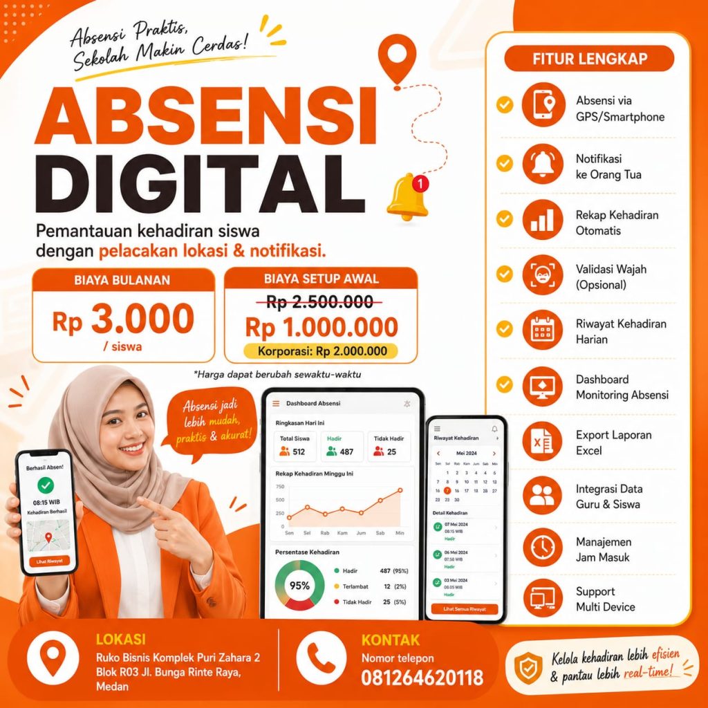 Jasa pembautan Website Sekolah, LMS Sekolah, Jasa Pembuatan Aplikasi Absensi Sekolah, Harga Website Sekolah, Biaya Pembuatan Aplikasi Absensi Online Sekolah