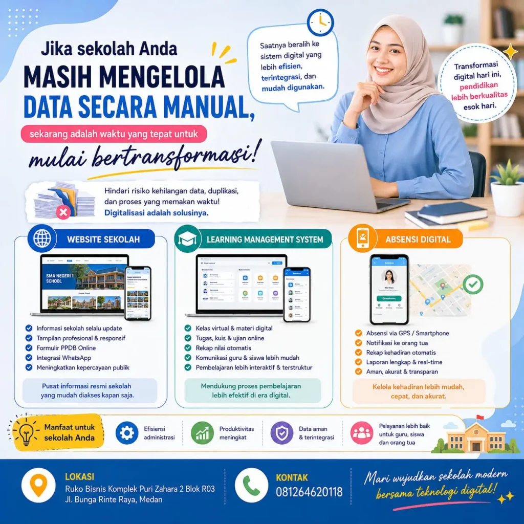 lms sekolah, absensi digital medan, jasa pembuatan website sekolah medan